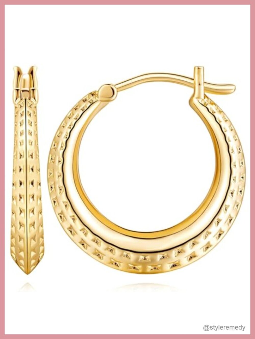 14K Gold Plated Hoop Earrings Chunky Huggie Style